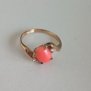 Elegant Gold and Coral Ring